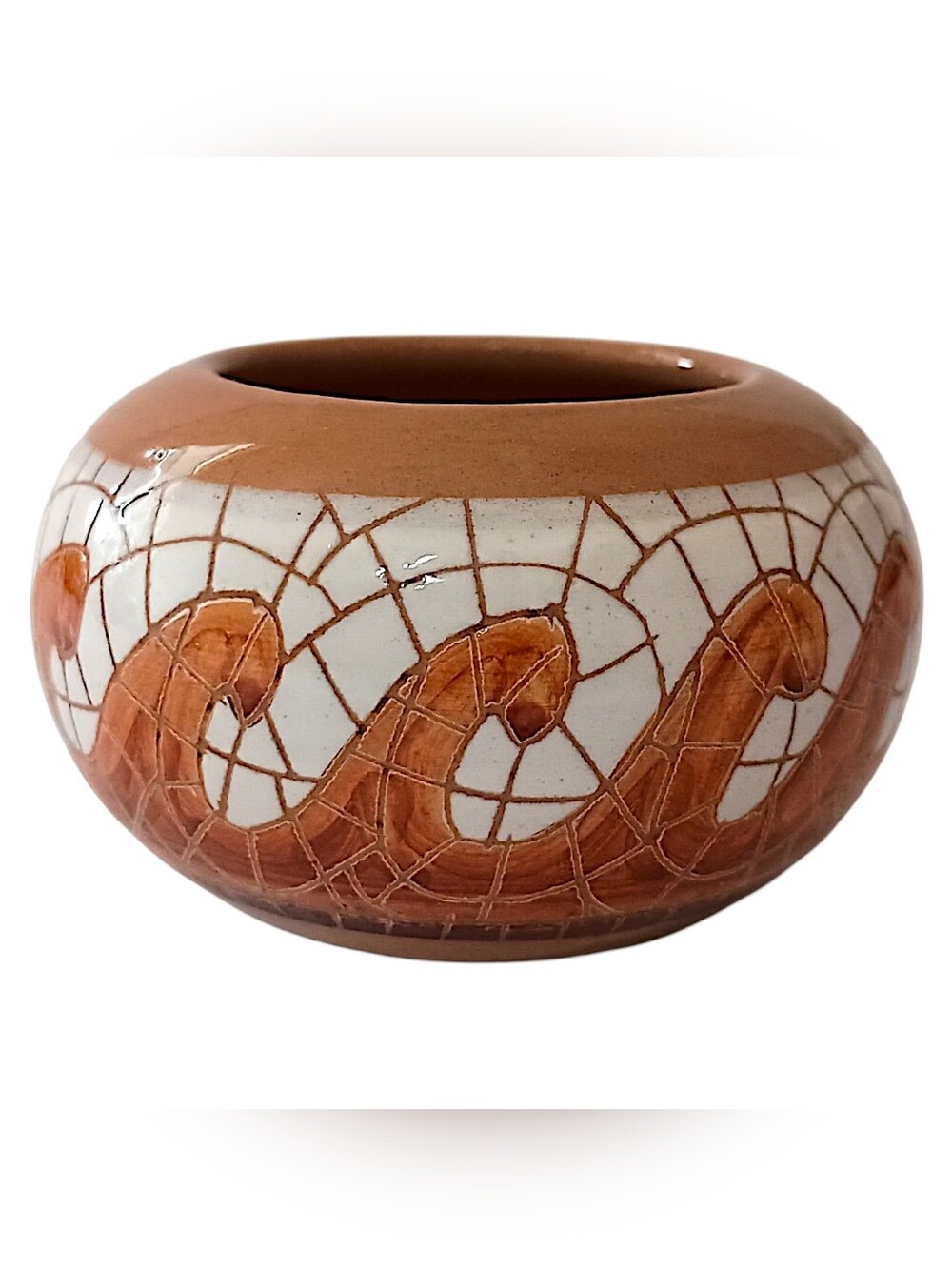 MINI Tile Affect Bowl Vase Mosaic Pottery Handmade Miniature Wave‎ Design Glazed - Picture 6 of 16